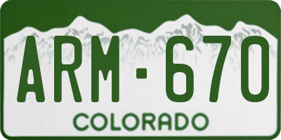 CO license plate ARM670
