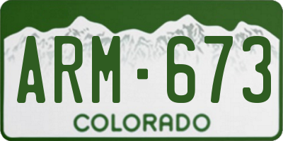 CO license plate ARM673