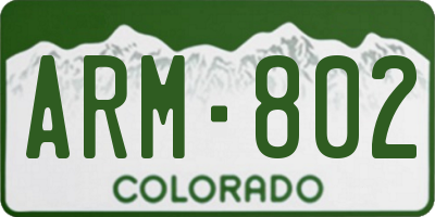 CO license plate ARM802
