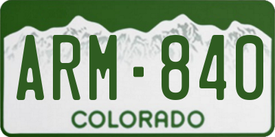 CO license plate ARM840