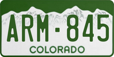 CO license plate ARM845