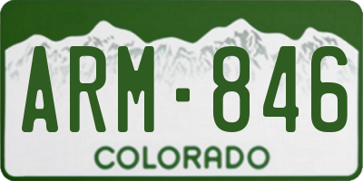 CO license plate ARM846