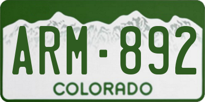 CO license plate ARM892
