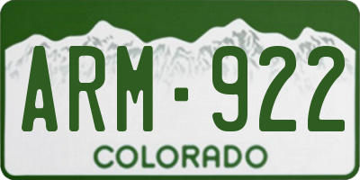 CO license plate ARM922