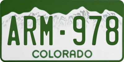 CO license plate ARM978