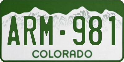 CO license plate ARM981