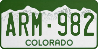 CO license plate ARM982