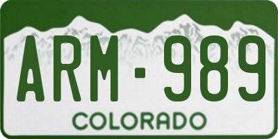 CO license plate ARM989