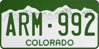 CO license plate ARM992