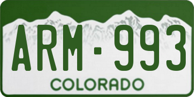 CO license plate ARM993