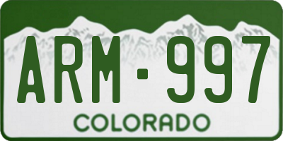 CO license plate ARM997