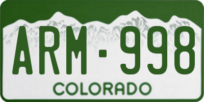 CO license plate ARM998