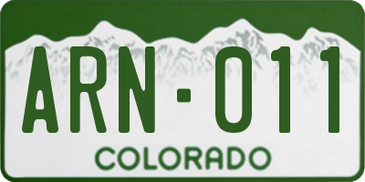 CO license plate ARN011