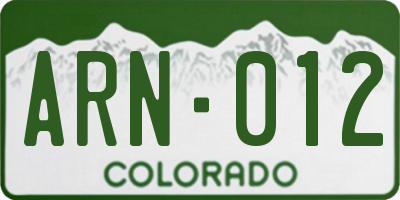 CO license plate ARN012