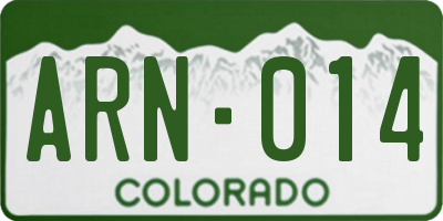 CO license plate ARN014