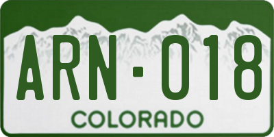 CO license plate ARN018