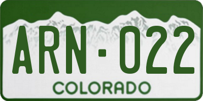 CO license plate ARN022