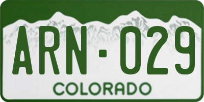 CO license plate ARN029