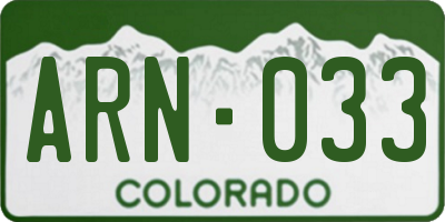 CO license plate ARN033