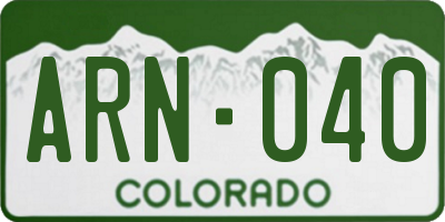 CO license plate ARN040