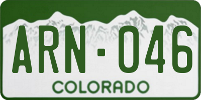 CO license plate ARN046