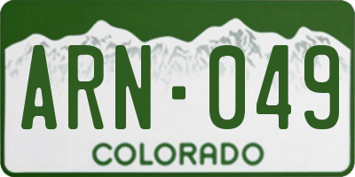 CO license plate ARN049