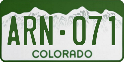 CO license plate ARN071