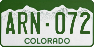 CO license plate ARN072
