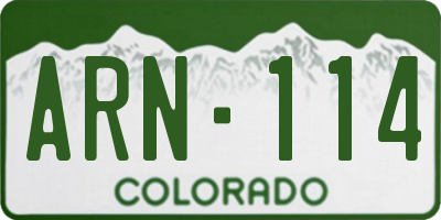 CO license plate ARN114
