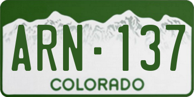 CO license plate ARN137