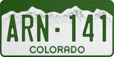 CO license plate ARN141