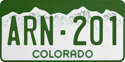 CO license plate ARN201