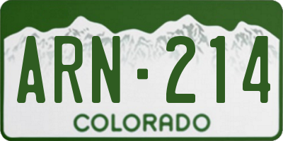 CO license plate ARN214