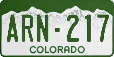 CO license plate ARN217