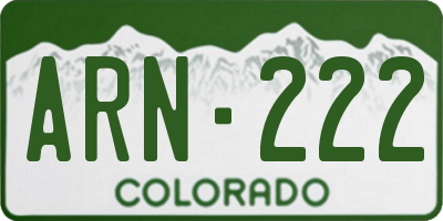 CO license plate ARN222