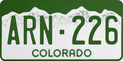 CO license plate ARN226