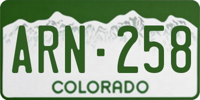 CO license plate ARN258