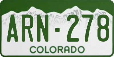 CO license plate ARN278