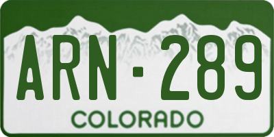 CO license plate ARN289