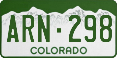 CO license plate ARN298