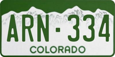 CO license plate ARN334