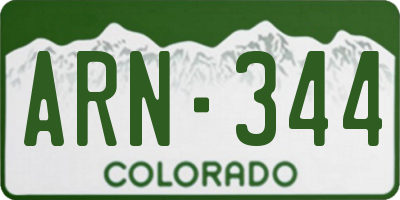 CO license plate ARN344