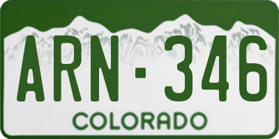 CO license plate ARN346