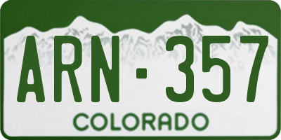 CO license plate ARN357