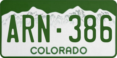 CO license plate ARN386