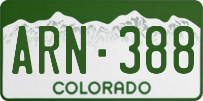 CO license plate ARN388