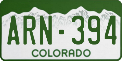 CO license plate ARN394