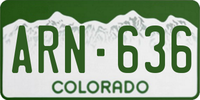 CO license plate ARN636