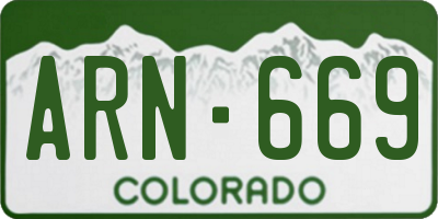 CO license plate ARN669