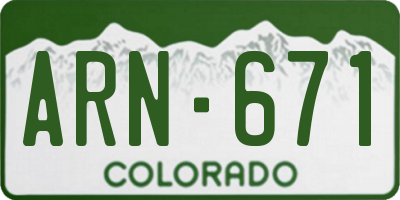 CO license plate ARN671